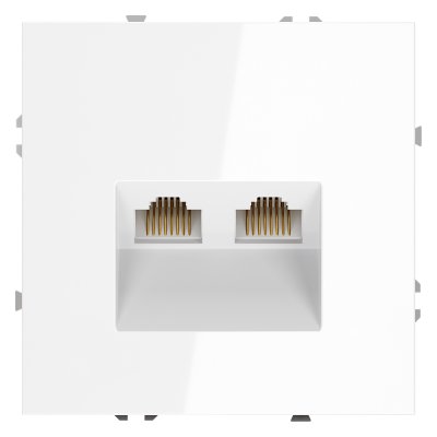 Розетка компьютерная встраиваемая VOLTUM S70 двойная RJ45+RJ45 кат.6, (белый глянцевый) (VLS060201)