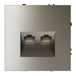 Розетка компьютерная встраиваемая VOLTUM S70 двойная RJ45+RJ45 кат.6, (шелк) (VLS060204)