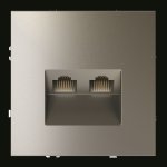 Розетка компьютерная встраиваемая VOLTUM S70 двойная RJ45+RJ45 кат.6, (шелк) (VLS060204)