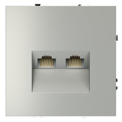 Розетка компьютерная встраиваемая VOLTUM S70 двойная RJ45+RJ45 кат.6, (сталь) (VLS060205)