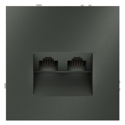 Розетка компьютерная встраиваемая VOLTUM S70 двойная RJ45+RJ45 кат.6, (титан) (VLS060206)