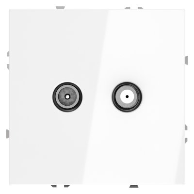 Розетка телевизионная встраиваемая VOLTUM S70 оконечная TV+SAT, (белый глянцевый) (VLS060401)