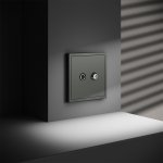 Розетка телевизионная встраиваемая VOLTUM S70 оконечная TV+SAT, (титан) (VLS060406)