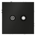 Розетка телевизионная встраиваемая VOLTUM S70 оконечная TV+SAT, (черный матовый) (VLS060408)