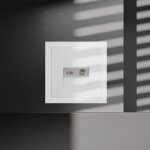 Розетка телевизионная встраиваемая VOLTUM S70 TV+RJ45 кат. 6, (белый матовый)