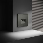 Розетка телевизионная встраиваемая VOLTUM S70 TV+RJ45 кат. 6, (титан)