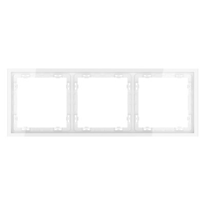 Рамка пластиковая VOLTUM S70 на 3 поста, (белый глянцевый) (VLS100301)