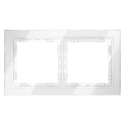 Рамка стеклянная VOLTUM S70 на 2 поста, (белый, стекло) (VLS110201)