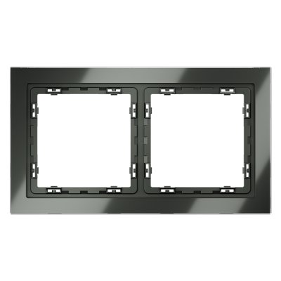 Рамка стеклянная VOLTUM S70 на 2 поста, (титан, стекло) (VLS110206)