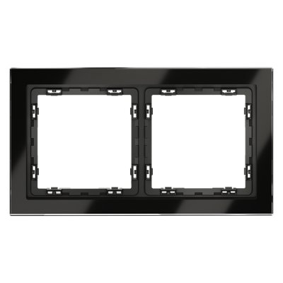 Рамка стеклянная VOLTUM S70 на 2 поста, (черный,стекло) (VLS110208)