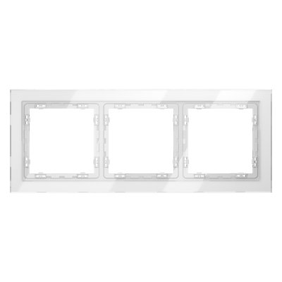 Рамка стеклянная VOLTUM S70 на 3 поста, (белый, стекло) (VLS110301)