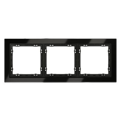 Рамка стеклянная VOLTUM S70 на 3 поста, (черный,стекло) (VLS110308)