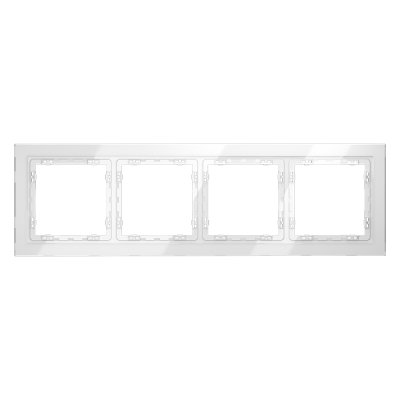 Рамка стеклянная VOLTUM S70 на 4 поста, (белый, стекло) (VLS110401)