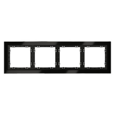 Рамка стеклянная VOLTUM S70 на 4 поста, (черный,стекло) (VLS110408)