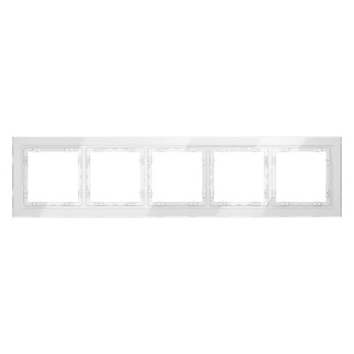 Рамка стеклянная VOLTUM S70 на 5 постов, (белый, стекло) (VLS110501)