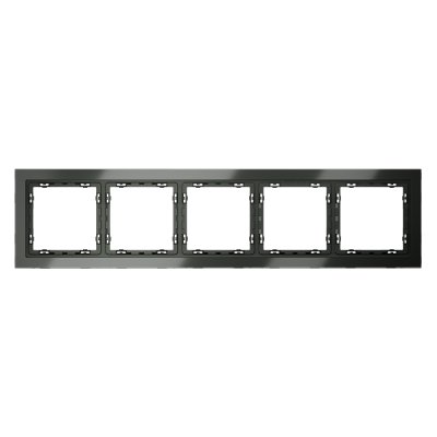 Рамка стеклянная VOLTUM S70 на 5 постов, (титан, стекло) (VLS110506)