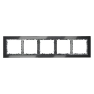 Рамка стеклянная VOLTUM S70 на 5 постов, (графит, стекло) (VLS110507)