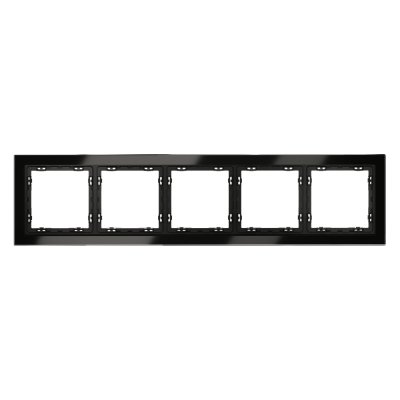 Рамка стеклянная VOLTUM S70 на 5 постов, (черный,стекло) (VLS110508)