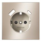Накладка для розетки с заземлением и защитными шторками, с USB A+C, S70 Metal (платина)