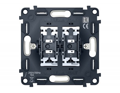 Механизм 2-клавишного выключателя 10A-250V QUANT VM115 Ambrella Volt Механизм 2-клавишного выключателя 10A-250V QUANT VM115 Ambrella Volt