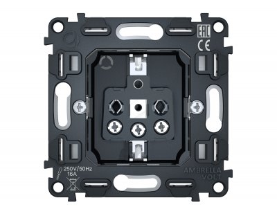 Механизм электрической розетки 16A-250V 2P+E с заземлением на винтовых зажимах QUANT VM141 Ambrella Volt Механизм электрической розетки 16A-250V 2P+E с заземлением на винтовых зажимах QUANT VM141 Ambrella Volt