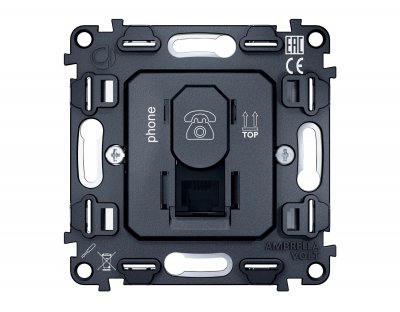 Механизм телефонной розетки RJ-11 (4P4C) с автоматической защитной шторкой QUANT VM190 Ambrella Volt Механизм телефонной розетки RJ-11 (4P4C) с автоматической защитной шторкой QUANT VM190 Ambrella Volt