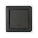 Выключатель Wessen 59 одноклавишный с индикацией черный бархат (самовозвратный) (VS116-151-6-86)