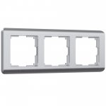 Рамка из поликарбоната на 3 поста Stream серебряный W0032106