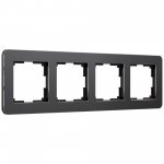 Рамка из металла на 4 поста Platinum черный алюминий W0042608