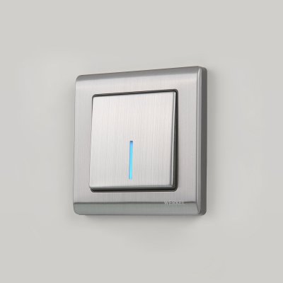 Выключатель одноклавишный с подсветкой (глянцевый никель) W1110102 Выключатель одноклавишный с подсветкой (глянцевый никель) W1110102