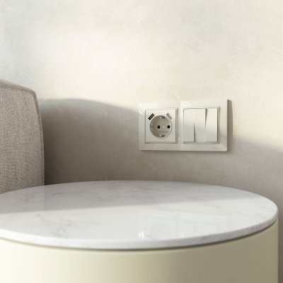 Выключатель одноклавишный проходной (слоновая кость) W1112003 Выключатель одноклавишный проходной (слоновая кость) W1112003