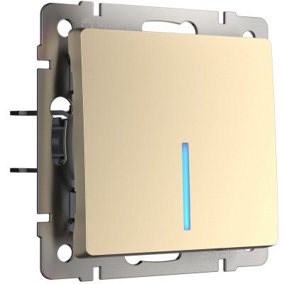 Выключатель одноклавишный проходной с подсветкой (шампань) W1112111 Выключатель одноклавишный проходной с подсветкой (шампань) W1112111
