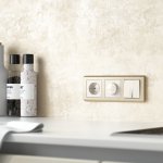 Выключатель двухклавишный проходной с подсветкой (перламутровый рифленый) W1122113