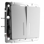 Выключатель двухклавишный проходной с подсветкой серебряный матовый W1122165