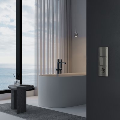 Перекрестный выключатель двухклавишный (графит акрил) W1123044 Перекрестный выключатель двухклавишный (графит акрил) W1123044