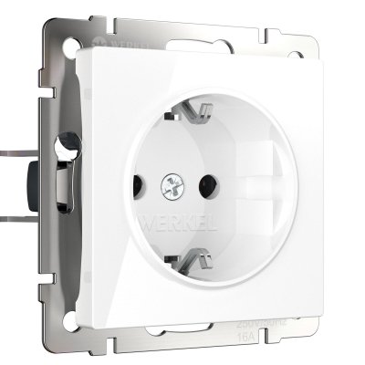 Розетка с заземлением (белая) W1171001 Розетка с заземлением (белая) W1171001