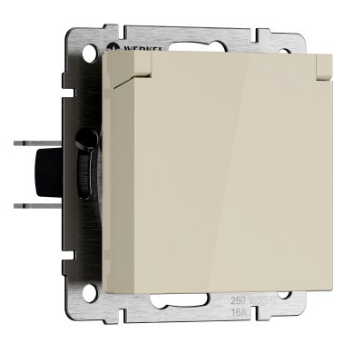 Розетка влагозащ. с зазем. с защит. крышкой и шторками N (слоновая кость) W1171203 Розетка влагозащ. с зазем. с защит. крышкой и шторками N (слоновая кость) W1171203