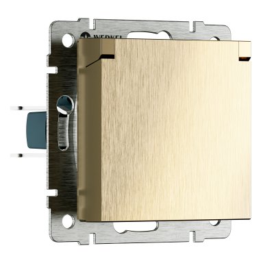 Розетка влагозащ. с зазем. с защит. крышкой и шторками N (шампань рифленый) W1171210 Розетка влагозащ. с зазем. с защит. крышкой и шторками N (шампань рифленый) W1171210