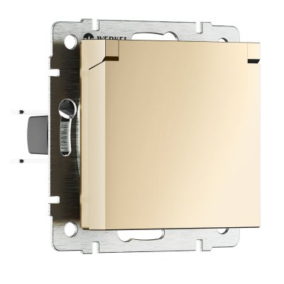 Розетка влагозащ. с зазем. с защит. крышкой и шторками N (шампань) W1171211 Розетка влагозащ. с зазем. с защит. крышкой и шторками N (шампань) W1171211