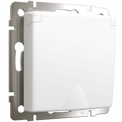 Розетка с заземлением и шторками c крышкой IP44 (белый матовый) W1171261 Розетка с заземлением и шторками c крышкой IP44 (белый матовый) W1171261