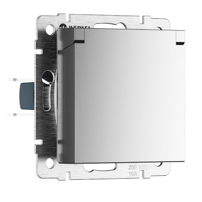 Розетка влагозащ. с зазем. с защит. крышкой и шторками N (серебряный матовый) W1171265