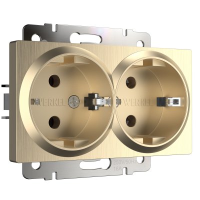 Розетка двойная с заземлением (шампань рифленый) W1172010 Розетка двойная с заземлением (шампань рифленый) W1172010