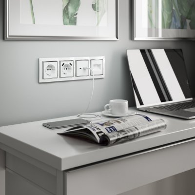 Розетка двойная Ethernet RJ-45 (белая) W1181101 Розетка двойная Ethernet RJ-45 (белая) W1181101