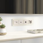 Накладка для двойной розетки Еthernet RJ-45 (перламутровый рифленый) W1191113