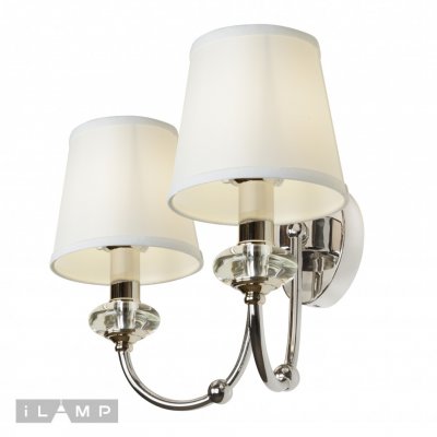 Настенный светильник iLamp Magic W2344-2 Никель+белый Настенный светильник iLamp Magic W2344-2 Никель+белый