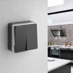 Выключатель двухклавишный Gallant черный/хром W5020035