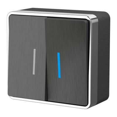 Выключатель двухклавишный с подсветкой Gallant графит рифленый W5020104 Выключатель двухклавишный с подсветкой Gallant графит рифленый W5020104