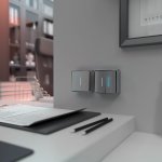 Выключатель двухклавишный с подсветкой Gallant серебряный W5020106