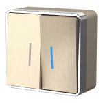 Выключатель двухклавишный с подсветкой Gallant шампань рифленый W5020110