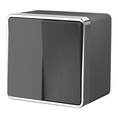 Выключатель двухклавишный влагозащищенный Gallant графит рифленый W5020204 Выключатель двухклавишный влагозащищенный Gallant графит рифленый W5020204